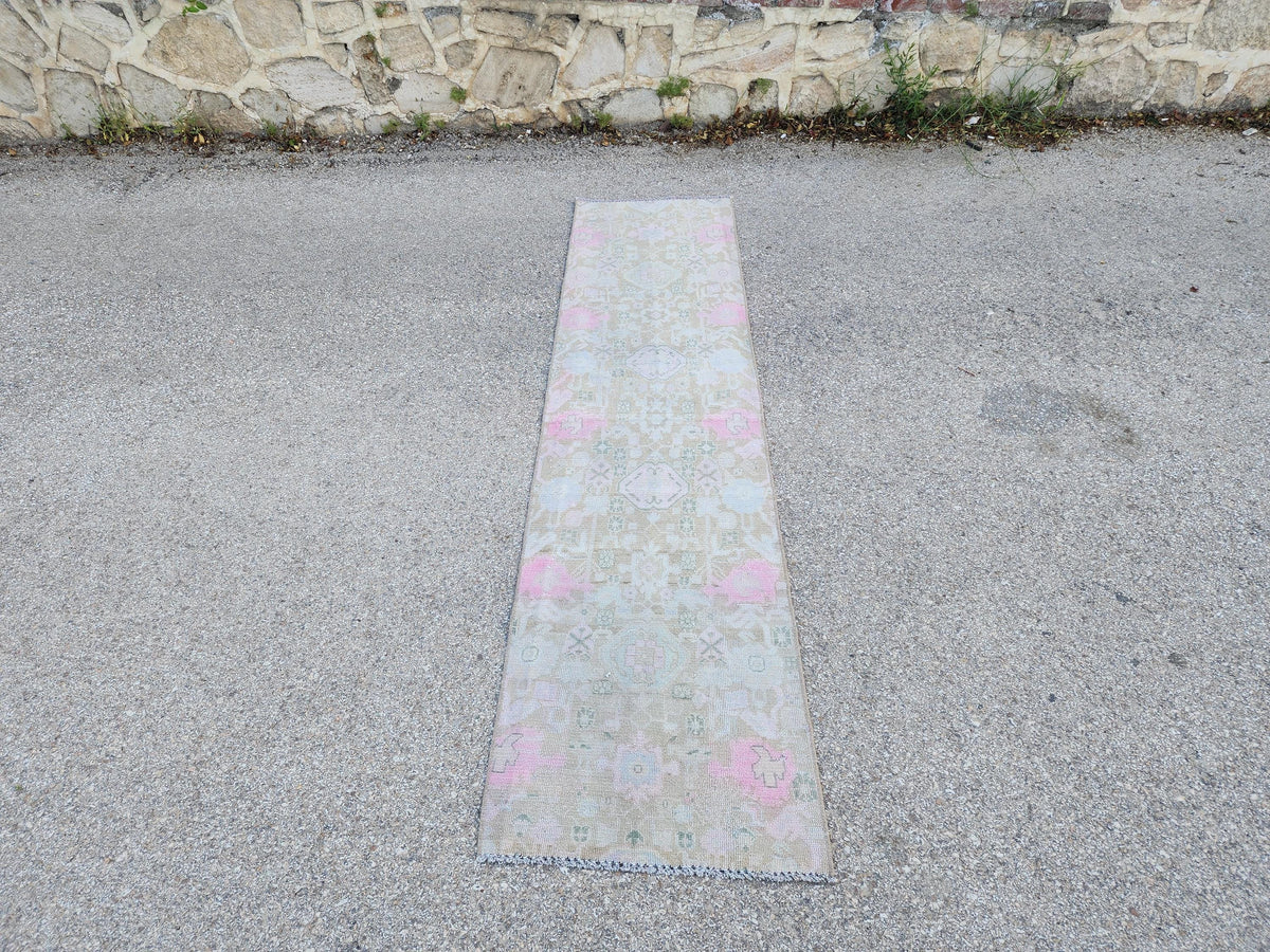 Handmade Wool Runner Rug 2x9: Neutral Farmhouse Boho Decor