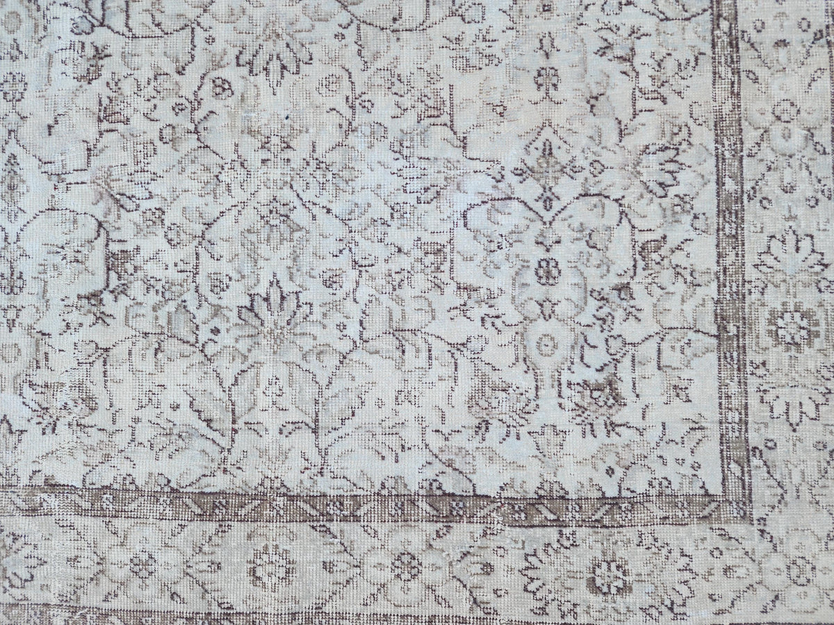 5x9 Neutral Wool Rug, Turkish Beige Hand Made, Dining Room Decor