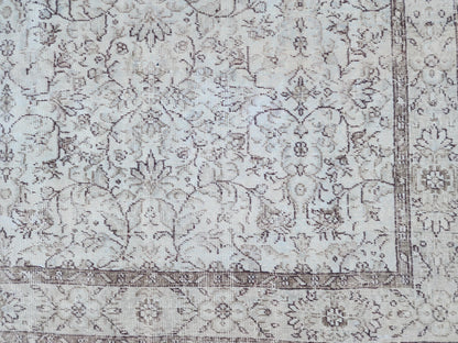 5x9 Neutral Wool Rug, Turkish Beige Hand Made, Dining Room Decor