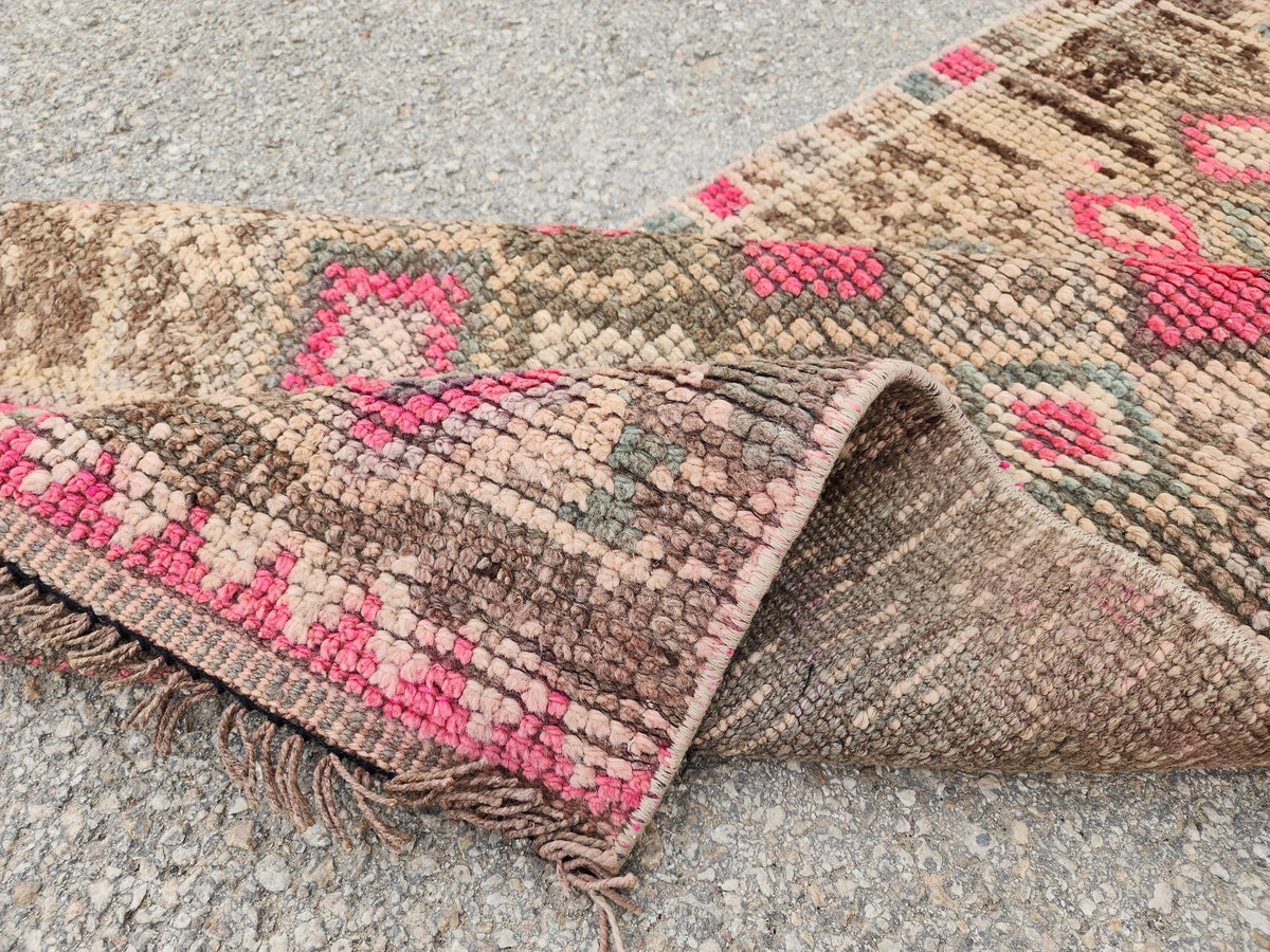2x13 Geometric Herki Runner Rug, Oriental Hand Made, Stair Wool Soft Runner