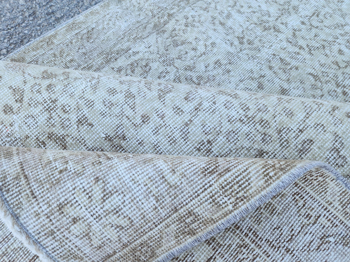 Neutral Wool Rug 3x6: Hand Made, Turkish Beige Decor, Kitchen Design