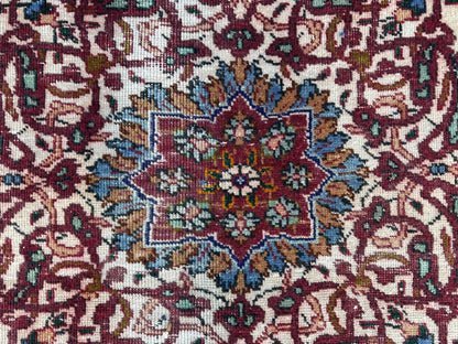 Handmade Wool Rug 10x13: Navy Blue Medallion Oriental Rug