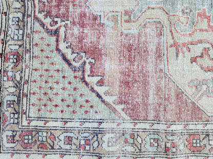 4x7 Vintage Boho Area Rug, Rustic Hand Knotted Up Cycled Wool, Eco Friendly, Turkish Hand Made