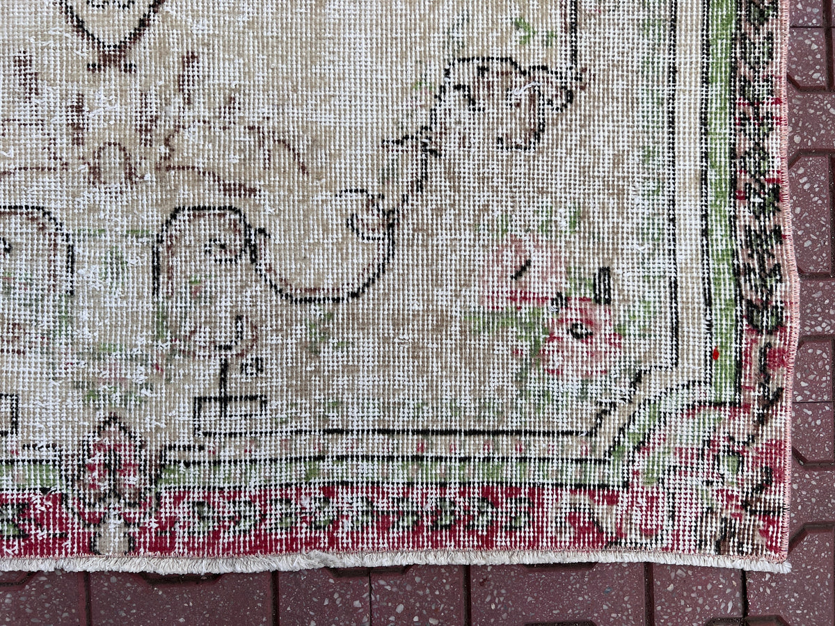 Handwoven Turkish Oushak Rug 4x6: Wool & Cotton Blend