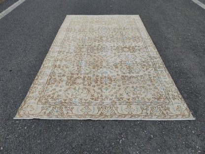 Handwoven Turkish Oushak Rug 5x8: Wool & Cotton Bohemian Rug