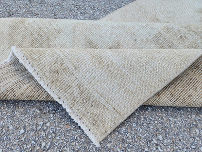 Beige Wool Runner Rug 3x12: Handmade Oriental Farmhouse Decor