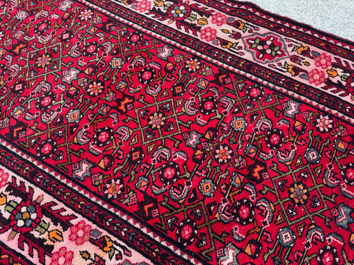 3x10 Red Wool Persian Runner Rug, Hand Knotted Hallway Decor