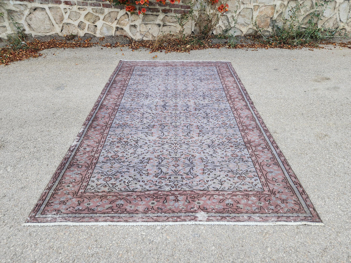Gray Area Rug 5x9, Turkish Hand Made Carpet For Dining Room Decor, Boho Decor
