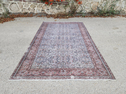 Gray Area Rug 5x9, Turkish Hand Made Carpet For Dining Room Decor, Boho Decor