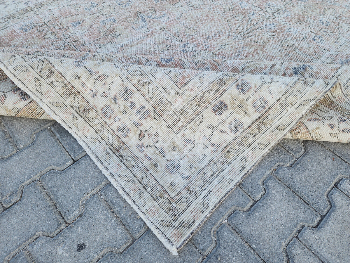 6x10 Turkish Rug, Boho Home Decor, Faded Pink Neutral Carpet