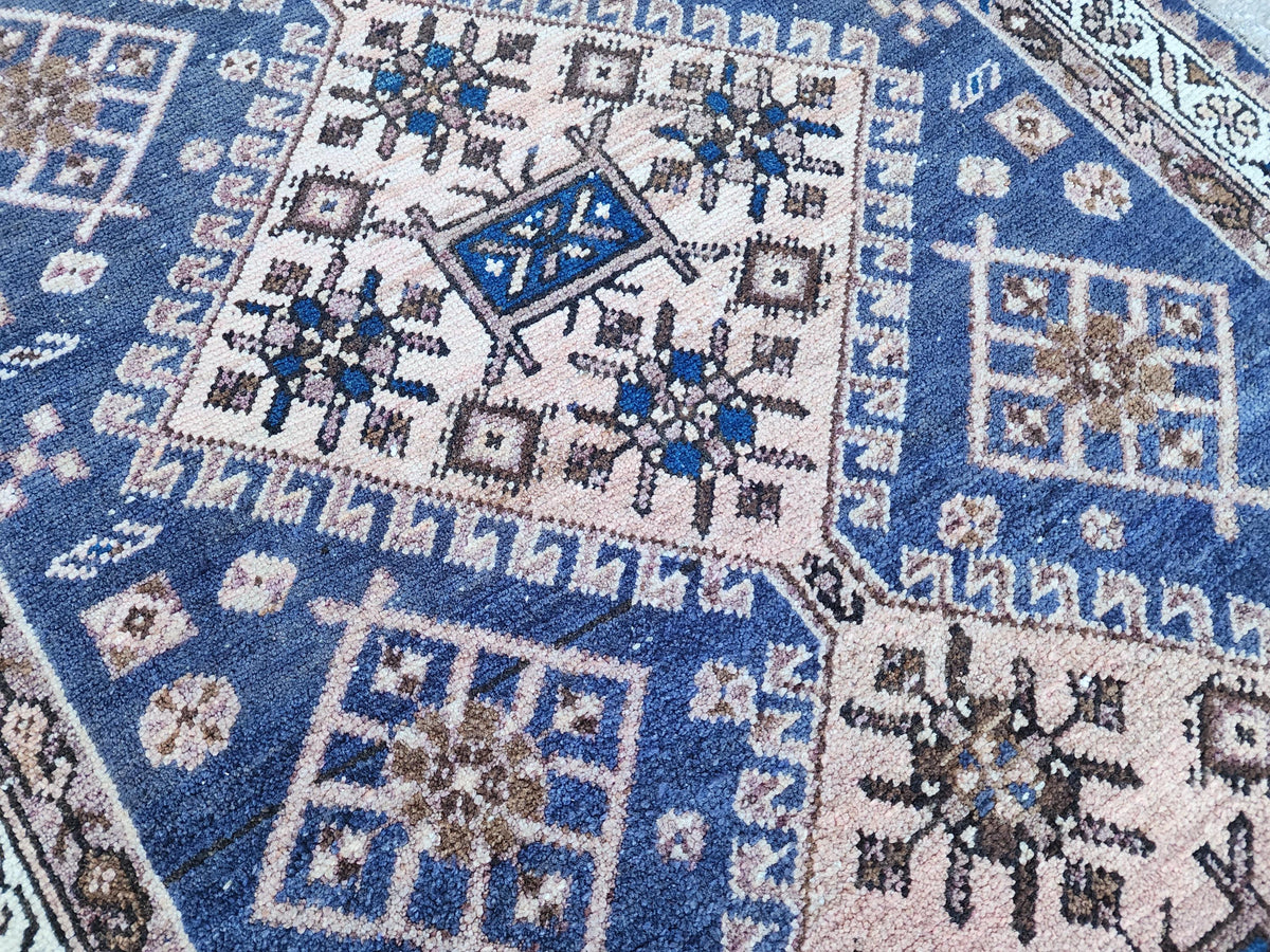3x9 Antique Navy Blue Runner: Hand Knotted, Hallway Authentic Decor
