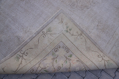 Neutral Area Rug 7x10, Beige Wool Hand Made, Turkish Carpet For Home Decor