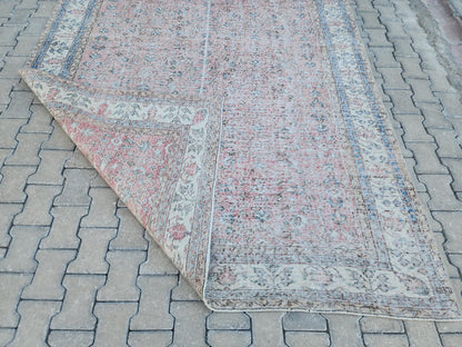 7x10 Neutral Area Rug, Dining Room Decor, Faded Red Rustic Design