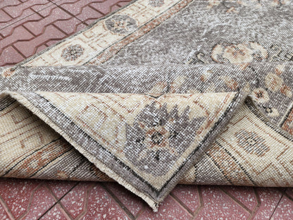 Vintage Turkish Oushak Rug 3x6: Handwoven Wool & Cotton