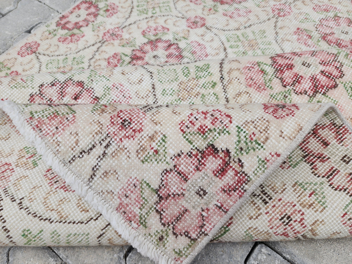 4x7 Handwoven Turkish Oushak Rug: Wool & Cotton Area Rug