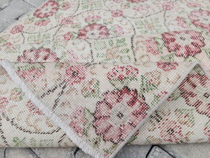4x7 Handwoven Turkish Oushak Rug: Wool & Cotton Area Rug