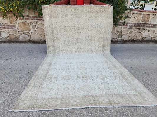Vintage Oushak Wool Rug, 5x9 Beige Handwoven Area Rug, Boho Farmhouse Decor