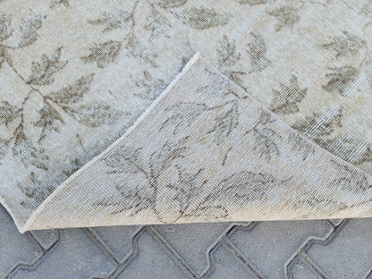 Handwoven Turkish Oushak Rug 3x7: Wool & Cotton Blend