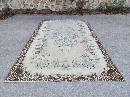 Hand Made Rug 5.7 x 9 ft, Turkish Hand Made Oushaj Design, Dining Room Decor