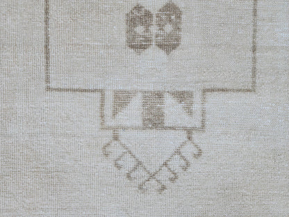 3x11 Turkish Runner Rug, Beige and Brown Hallway Carpet, Kitchen Soft Neutral Decor