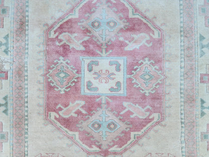 Neutral Wool Rug 6x8, Living Room Soft Design, Turkish Hand Made Vintage Carpet