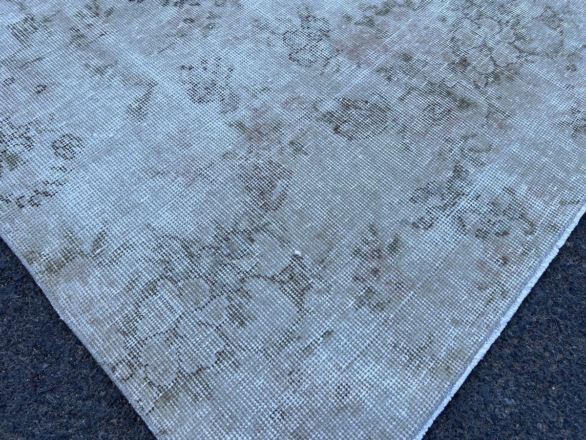Vintage Oriental Rug 6x10: Neutral Beige Abstract Area Rug