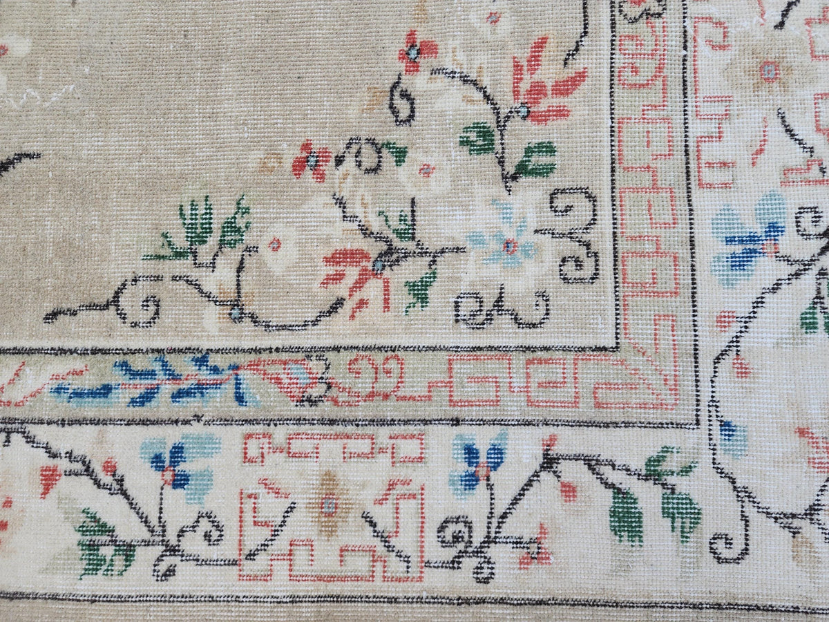 Turkish Area Rug 7x10, Living Room Boho Decor, Rustic Hand Made Wool