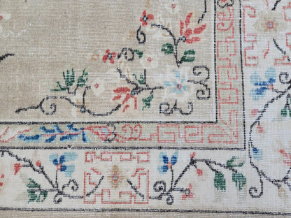 Turkish Area Rug 7x10, Living Room Boho Decor, Rustic Hand Made Wool