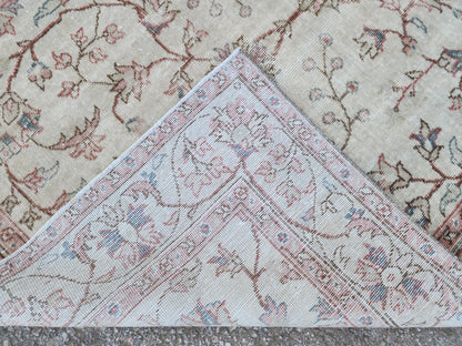 Handwoven Oushak Wool Rug 5×8 Neutral Beige Turkish Area Rug