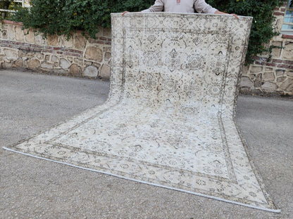 Vintage Rug 5x9, Turkish Hand Knotted, Muted Neutral Area Rug, Handmade Anatolian