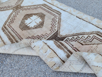 Neutral Runner Rug 3x13: Neutral Boho Hallway Decor, Up Cycled Wool