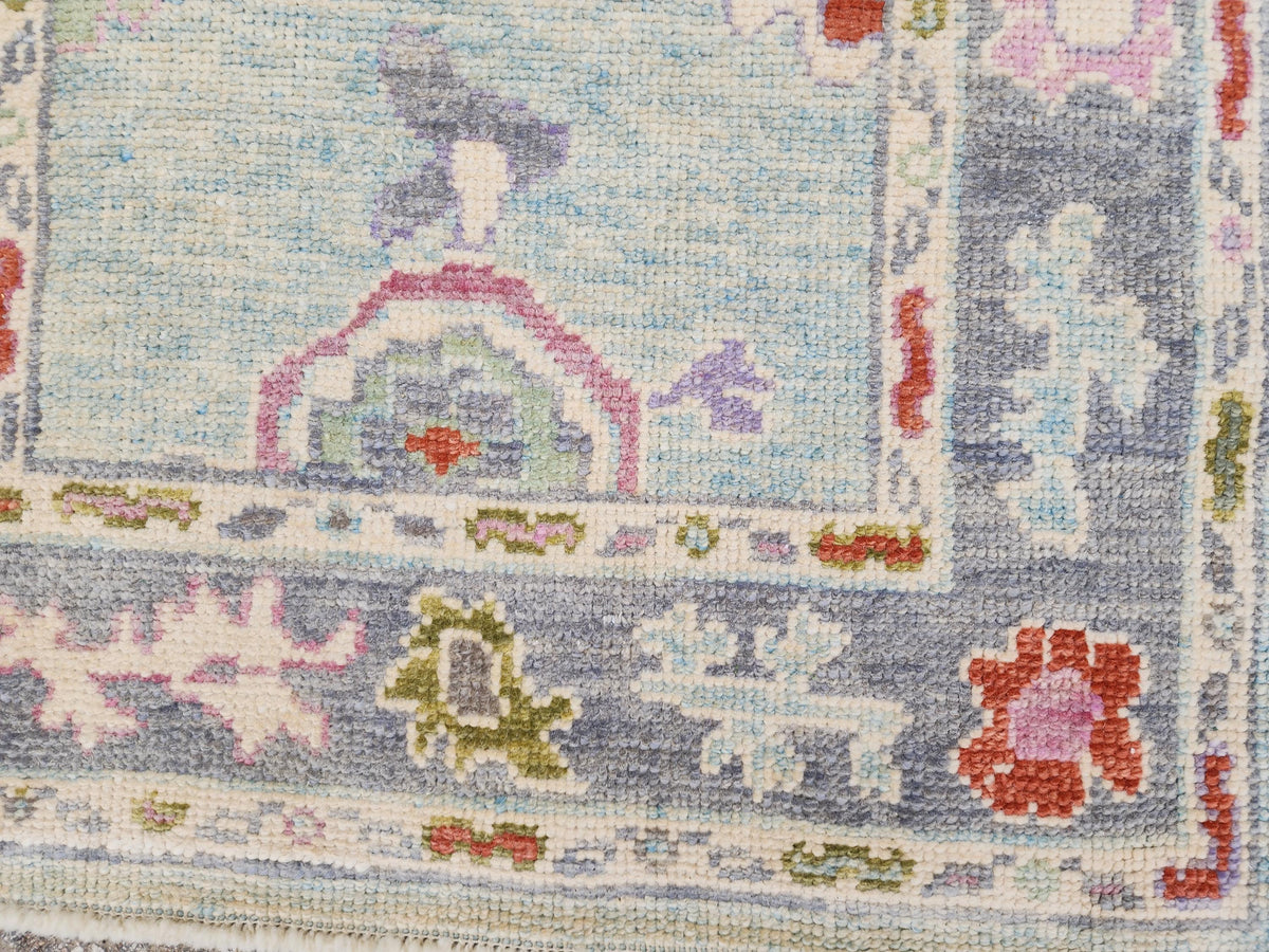 3x6 Oushak Rug: Pastel Turkish Wool Runner, Boho Hallway Rug