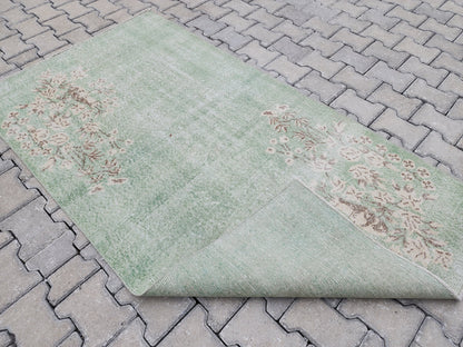Vintage Turkish Oushak Rug 3x6: Handwoven Wool & Cotton Area Rug