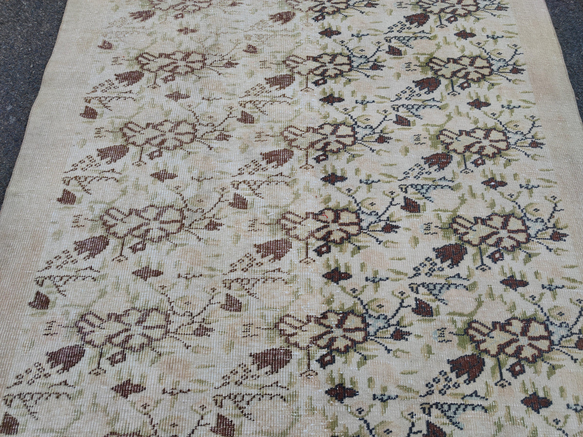 6x9 Handwoven Oushak Rug: Neutral Turkish Wool & Cotton