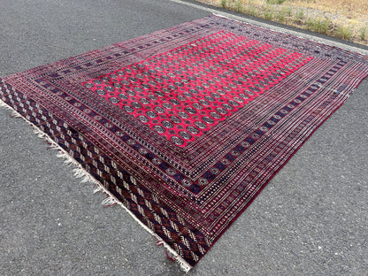 9x12 Red Turkmen Rug: Vintage Wool Area Rug