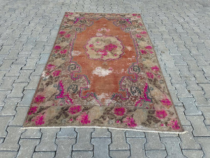4x7 Handwoven Turkish Oushak Wool Rug: Boho Farmhouse Decor