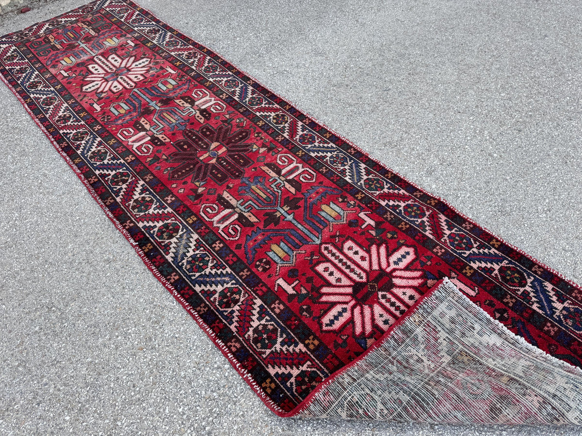 Handmade 3x12 Natural Runner Rug: Boho Hallway Decor, Persian Design