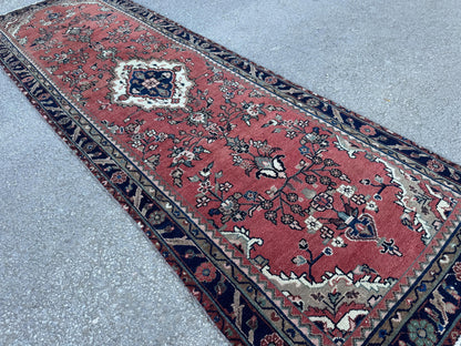 Antique Wool Runner Rug 3x10: Hand Knotted, Rustic Hallway Decor