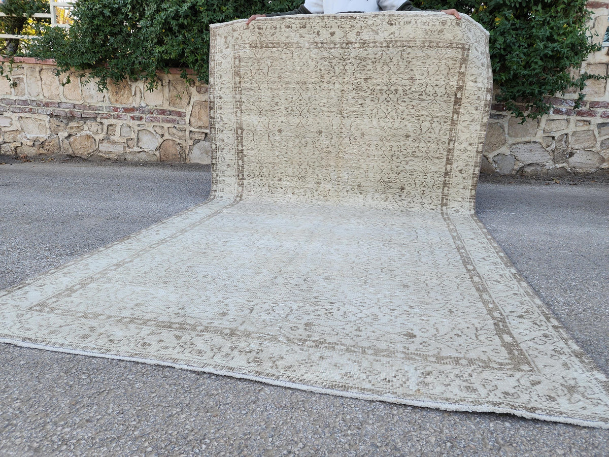 6x10 Turkish Rug: Living Room Decor, Beige and Brown