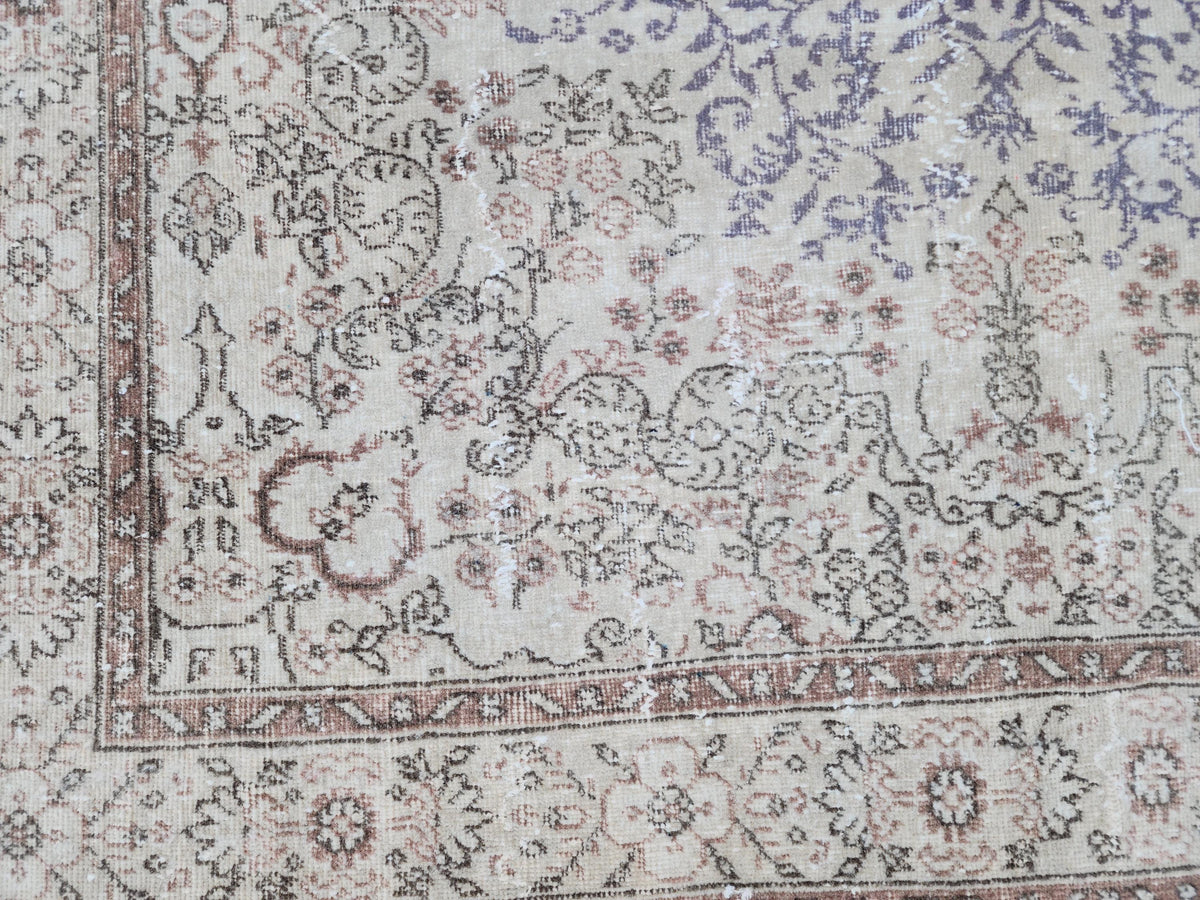 6x9 Oushak Neutral Rug: Hand Knotted Wool, Bohemian Home Decor