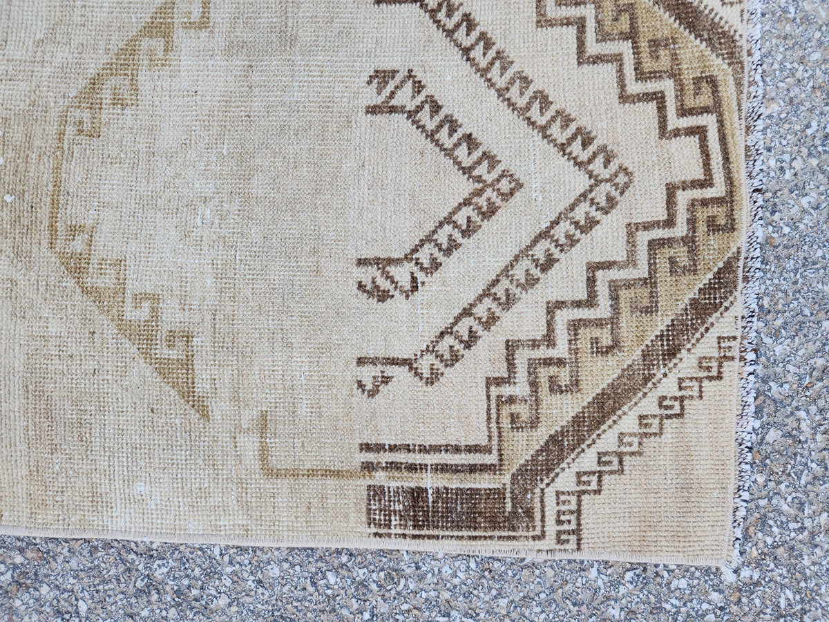 Neutral Turkish Runner Rug 2x9: Vintage Hallway Rug