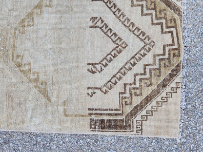 Neutral Turkish Runner Rug 2x9: Vintage Hallway Rug