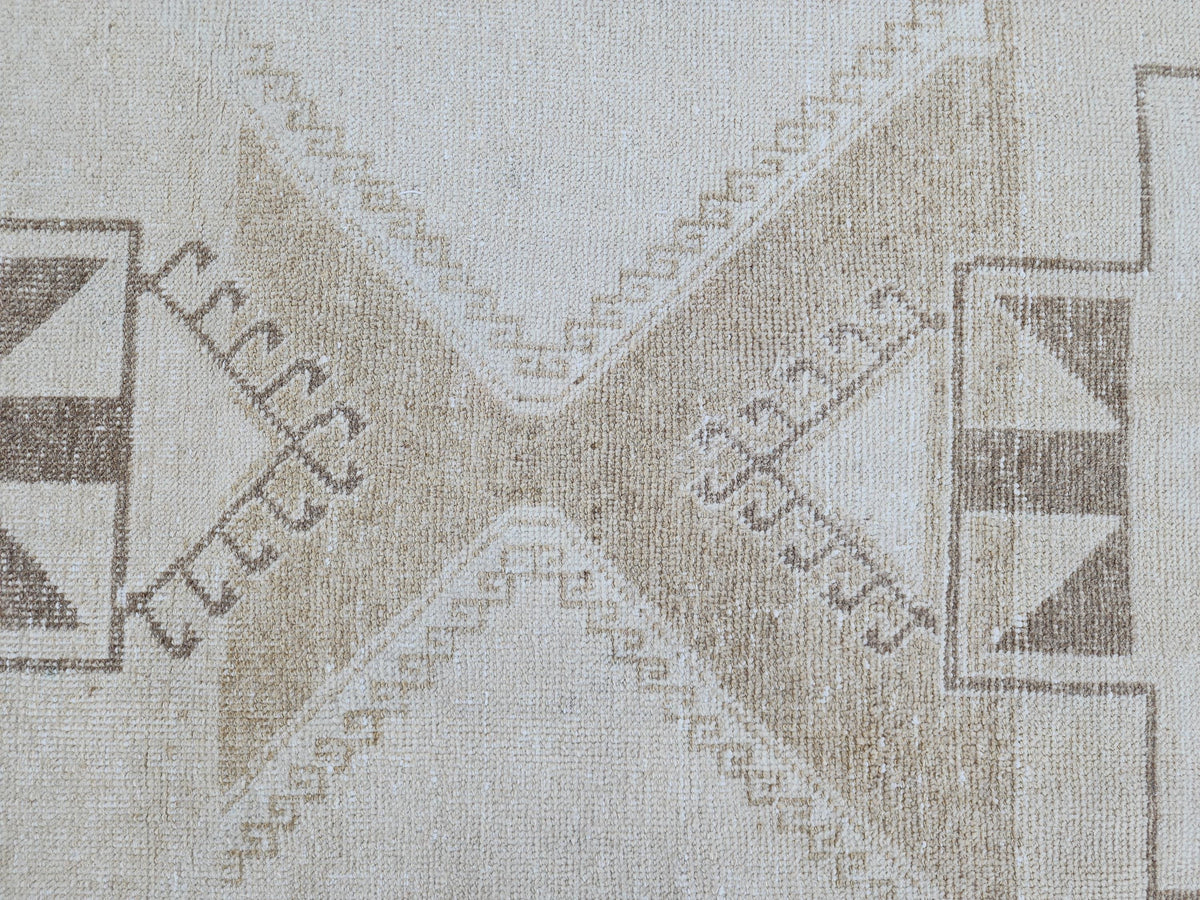 Boho Neutral Rug 2x11, Oriental Hallway Decor, Rustic Up Cycled Wool Runner, Gift For Her