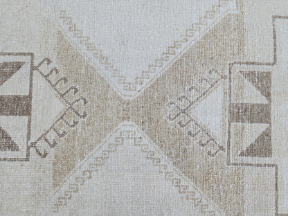 Boho Neutral Rug 2x11, Oriental Hallway Decor, Rustic Up Cycled Wool Runner, Gift For Her
