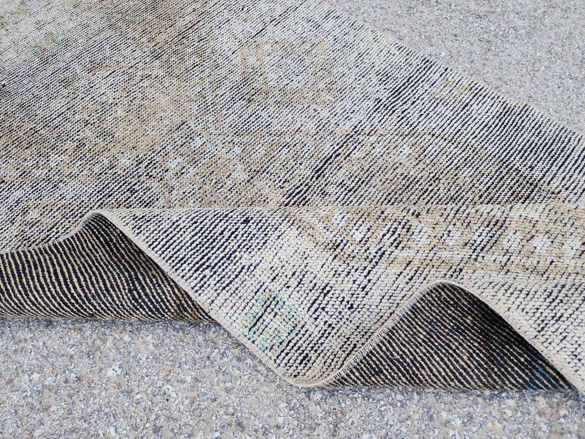 Turkish Wool Runner Rug 3x11: Gray Rustic Farmhouse Decor