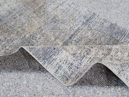 Turkish Wool Runner Rug 3x11: Gray Rustic Farmhouse Decor