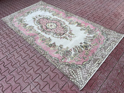 Handwoven Turkish Oushak Rug 4x7: Wool & Cotton Blend