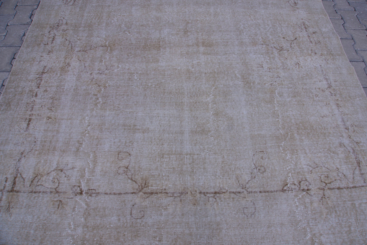 7x10 Neutral Rug, Boho Home Decor, Turkish Beige  Wool Hand Made