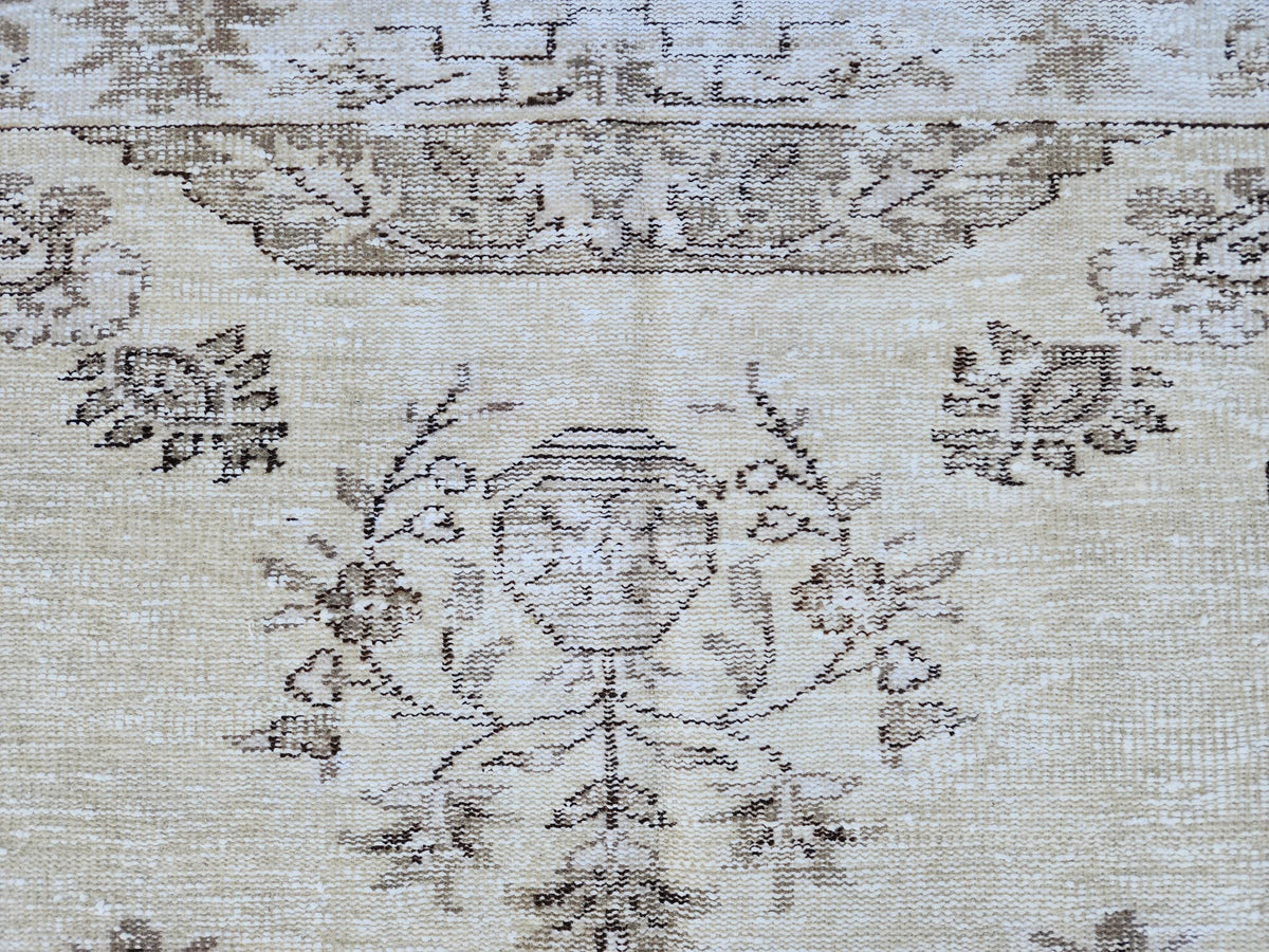 5x9 Neutral Area Wool Rug: Rustic Decor, Turkish Oushak, Beige and Brown