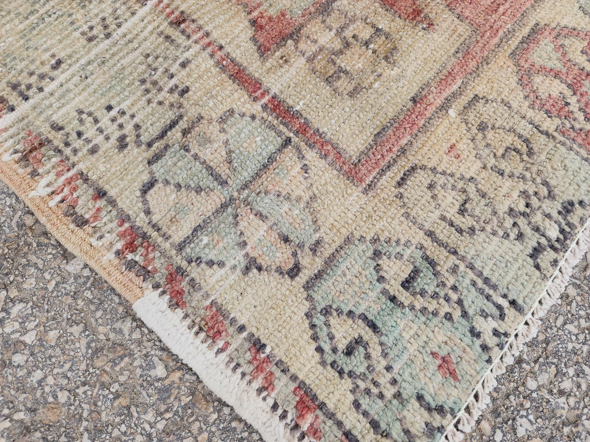 3x8 Vintage Anatolian Rug, Turkish Boho Hand Made Carpet, Hallway Runner